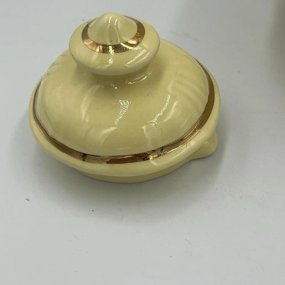 Vintage Pearl China Teapot Yellow with Lid 22K Trim And Flowers 5.5